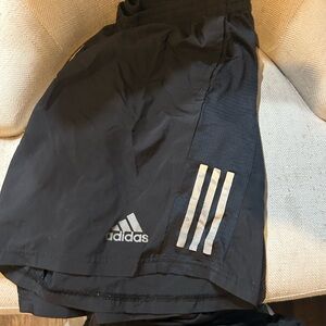 Adidas Black Athletic Shorts with Signature Stripes